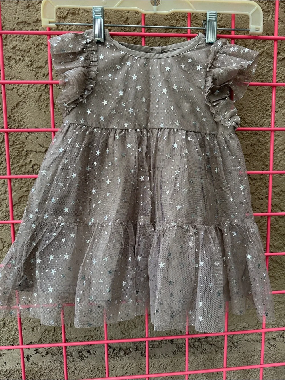 New GAP Baby Star Print Tulle Dress in Taupe